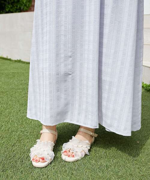 MAJESTIC LEGON（マジェスティックレゴン）の「パールシアーフリルサンダル（サンダル・レディース・ブラック/アイボリー/グレー・SMALL/MEDIUM/X-LARGE/LARGE）」の10枚目の写真