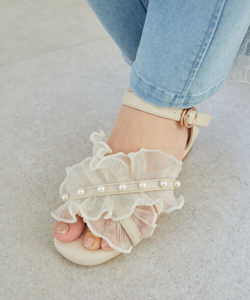 MAJESTIC LEGON（マジェスティックレゴン）の「パールシアーフリルサンダル（サンダル・レディース・ブラック/アイボリー/グレー・SMALL/MEDIUM/X-LARGE/LARGE）」の16枚目の写真