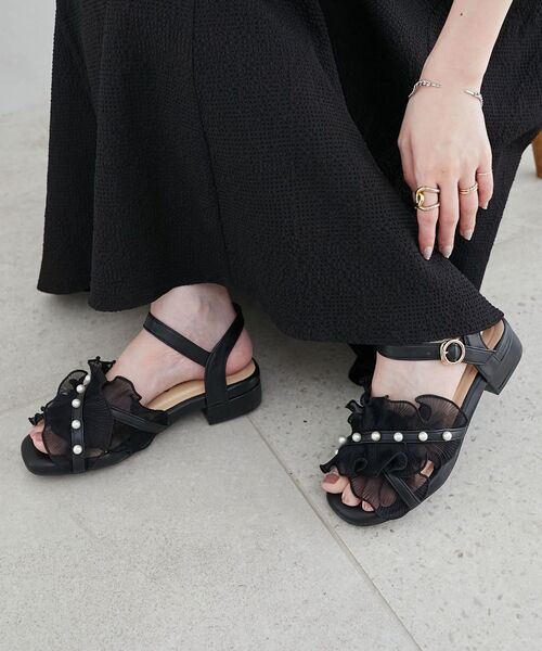 MAJESTIC LEGON（マジェスティックレゴン）の「パールシアーフリルサンダル（サンダル・レディース・ブラック/アイボリー/グレー・SMALL/MEDIUM/X-LARGE/LARGE）」の18枚目の写真