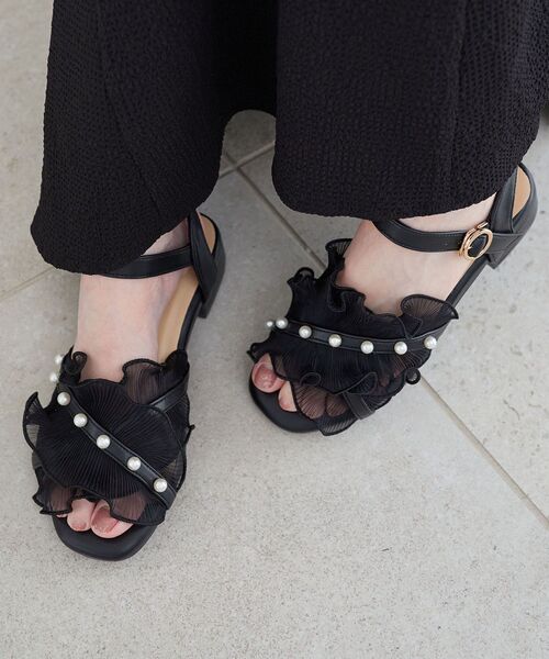 MAJESTIC LEGON（マジェスティックレゴン）の「パールシアーフリルサンダル（サンダル・レディース・ブラック/アイボリー/グレー・SMALL/MEDIUM/X-LARGE/LARGE）」の19枚目の写真