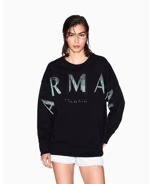 【送関込】Armani Exchange クールネック ビッグロゴ スウェット セール】【A|X アルマーニ エクスチェンジ】＜オンライン限定