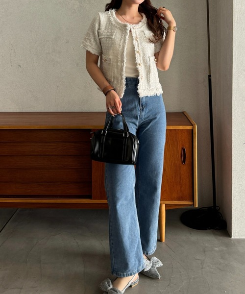 efill（エフィル）の「サマー ツイード ショート ジャケット（ノーカラージャケット・レディース・ホワイト・FREE）」の21枚目の写真