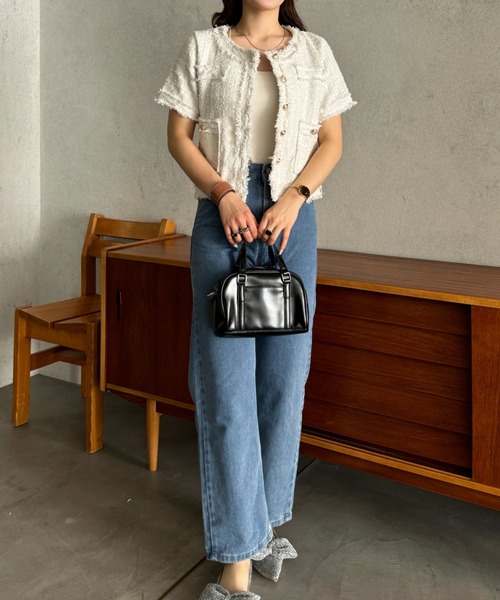 efill（エフィル）の「サマー ツイード ショート ジャケット（ノーカラージャケット・レディース・ホワイト・FREE）」の22枚目の写真