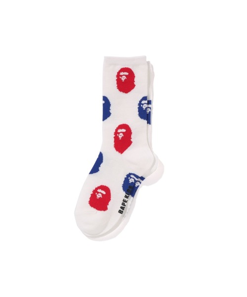 A BATHING APE(アベイシングエイプ)の「APE HEAD SOCKS(ソックス/靴下・キッズ・グリーン/ブルー/ブラック・MEDIUM/LARGE/SMALL)」の1枚目の写真