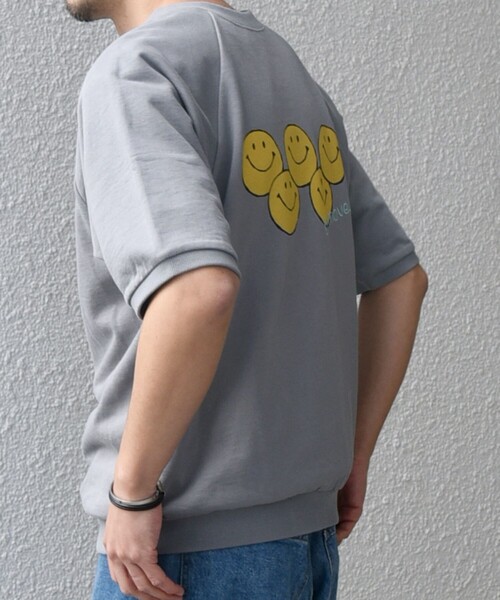 SHIPS any(シップス エニィ)の「【SHIPS any別注】athletic wear MASON: スマイルマーク/刺繍 スウェット Tシャツ◇(Tシャツ/カットソー・メンズ・オレンジ/ダークグレー/ライトブルー/グレー/グリーン・SMALL/MEDIUM/LARGE)」の6枚目の写真