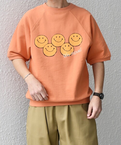 SHIPS any(シップス エニィ)の「【SHIPS any別注】athletic wear MASON: スマイルマーク/刺繍 スウェット Tシャツ◇(Tシャツ/カットソー・メンズ・オレンジ/ダークグレー/ライトブルー/グレー/グリーン・SMALL/MEDIUM/LARGE)」の16枚目の写真