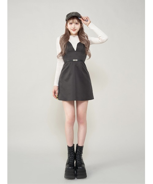 Darich(ダーリッチ)の「ウエストベルトナイロンサロペット(サロペット/オーバーオール・レディース・アイボリー/ブラック・FREE/FL)」の21枚目の写真
