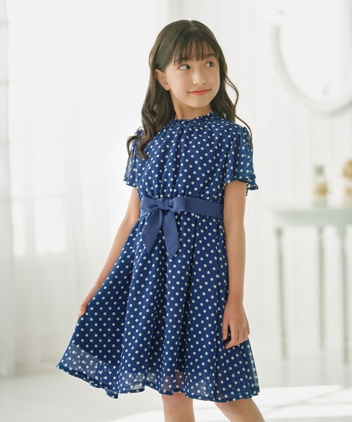新品　組曲キッズ　ワンピース　110　ドレス　マーガレット　青系　6373 セール】【110-140㎝】アメリドット ワンピース（ワンピース）｜組曲