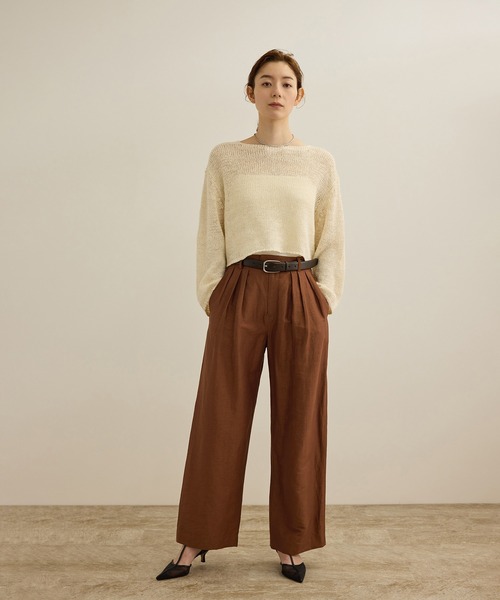 ROPE'（ロペ）の「【洗える】ビスコースリネン スラブスリータックパンツ/一部セットアップ可能（その他パンツ・レディース・ブラウン/ネイビー・40/38/36）」の8枚目の写真