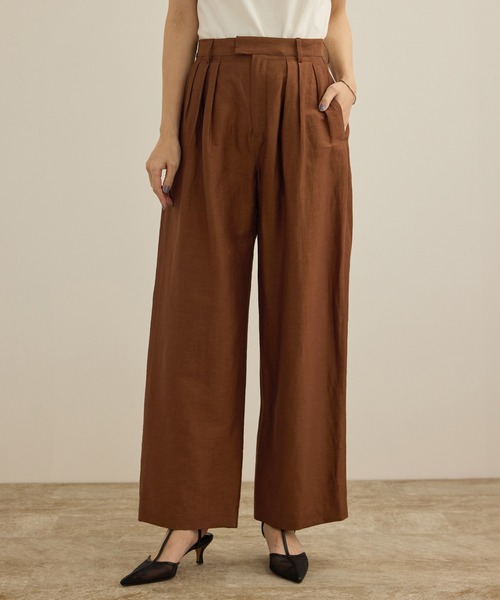 ROPE'（ロペ）の「【洗える】ビスコースリネン スラブスリータックパンツ/一部セットアップ可能（その他パンツ・レディース・ブラウン/ネイビー・40/38/36）」の15枚目の写真
