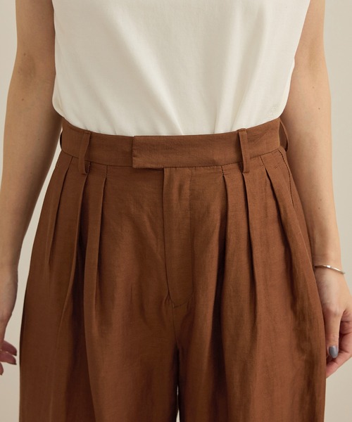 ROPE'（ロペ）の「【洗える】ビスコースリネン スラブスリータックパンツ/一部セットアップ可能（その他パンツ・レディース・ブラウン/ネイビー・40/38/36）」の3枚目の写真