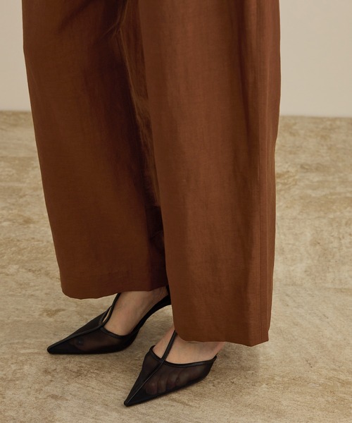 ROPE'（ロペ）の「【洗える】ビスコースリネン スラブスリータックパンツ/一部セットアップ可能（その他パンツ・レディース・ブラウン/ネイビー・40/38/36）」の5枚目の写真