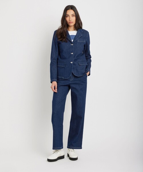 agnes b.（アニエスベー）の「デニム 長袖 シングルブレストジャケット（デニムジャケット・レディース・ブルー系その他・36/38）」の2枚目の写真