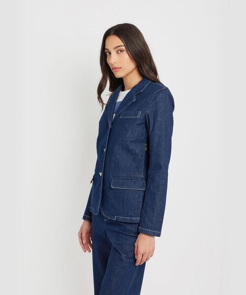 agnes b.（アニエスベー）の「デニム 長袖 シングルブレストジャケット（デニムジャケット・レディース・ブルー系その他・36/38）」の2枚目の写真