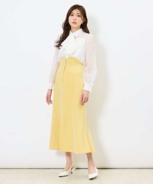 AND COUTURE（アンドクチュール）の「フロントZIPマーメイドスカート（スカート・レディース・ライトグレー/イエロー/ブラック・MEDIUM/SMALL）」の7枚目の写真