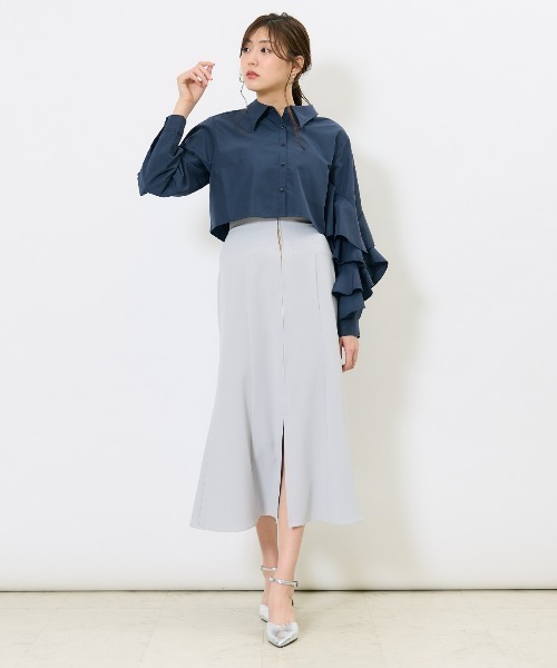 AND COUTURE（アンドクチュール）の「フロントZIPマーメイドスカート（スカート・レディース・ライトグレー/イエロー/ブラック・MEDIUM/SMALL）」の14枚目の写真