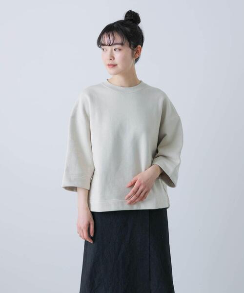 かぐれ（カグレ）の「ワイドハーフスリーブスウェット（スウェット・レディース・グレー/ライトベージュ・FREE）」の5枚目の写真
