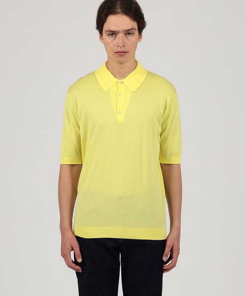 JOHN SMEDLEY（ジョンスメドレー）の「JOHN SMEDLEY  ISIS コットン ポロカラーニット（ニット/セーター・メンズ・ブルー/ネイビー/イエロー・M/S）」の5枚目の写真