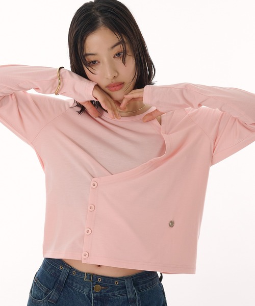 MUHET(ミュエータ)の「design long sleeve t-shirt / デザインロンT(Tシャツ/カットソー・レディース・ネイビー/ピンク/グレイッシュベージュ・FREE)」の3枚目の写真