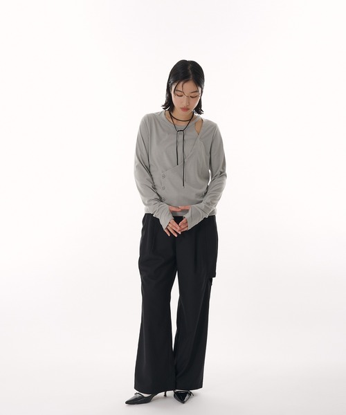 MUHET(ミュエータ)の「design long sleeve t-shirt / デザインロンT(Tシャツ/カットソー・レディース・ネイビー/ピンク/グレイッシュベージュ・FREE)」の22枚目の写真