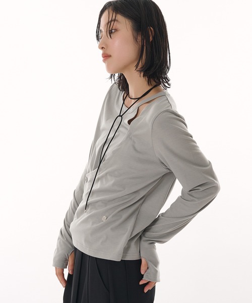MUHET(ミュエータ)の「design long sleeve t-shirt / デザインロンT(Tシャツ/カットソー・レディース・ネイビー/ピンク/グレイッシュベージュ・FREE)」の20枚目の写真