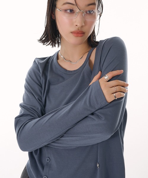 MUHET(ミュエータ)の「design long sleeve t-shirt / デザインロンT(Tシャツ/カットソー・レディース・ネイビー/ピンク/グレイッシュベージュ・FREE)」の11枚目の写真