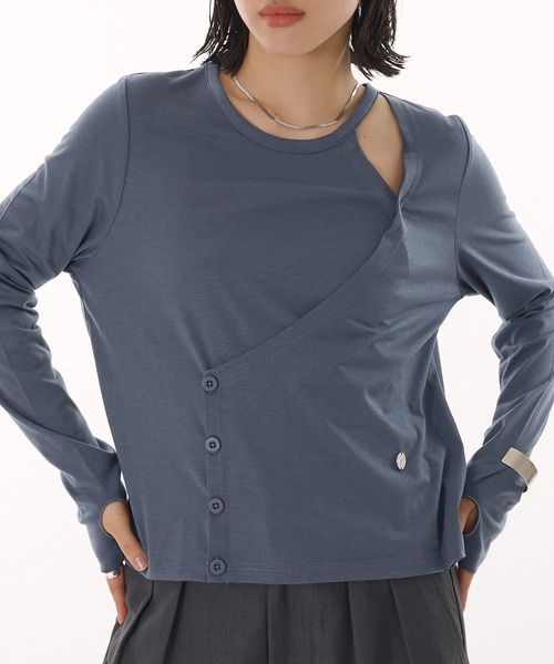 MUHET(ミュエータ)の「design long sleeve t-shirt / デザインロンT(Tシャツ/カットソー・レディース・ネイビー/ピンク/グレイッシュベージュ・FREE)」の12枚目の写真