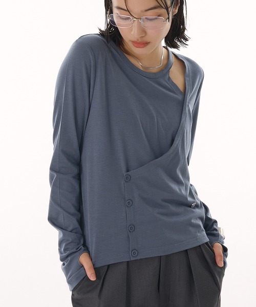 MUHET(ミュエータ)の「design long sleeve t-shirt / デザインロンT(Tシャツ/カットソー・レディース・ネイビー/ピンク/グレイッシュベージュ・FREE)」の13枚目の写真