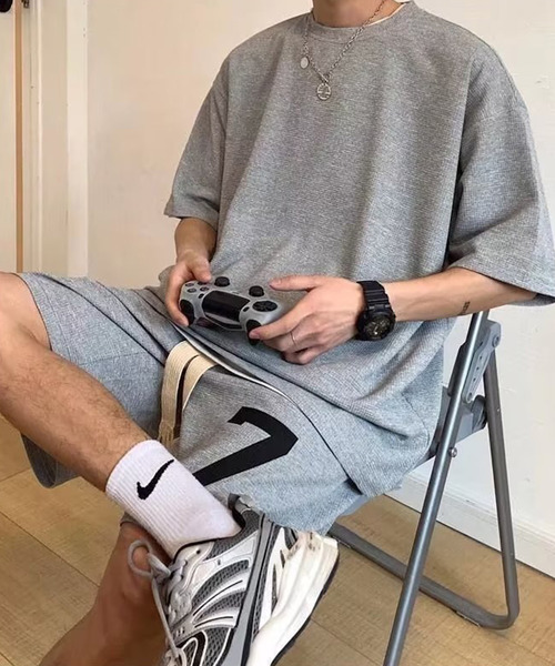 ストリート ルーズシャツ ハーフパンツ セットアップ 韓国 n1664 4694_5.jpg