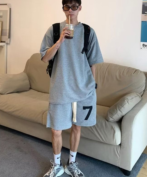 ストリート ルーズシャツ ハーフパンツ セットアップ 韓国 n1664 4692_1.jpg
