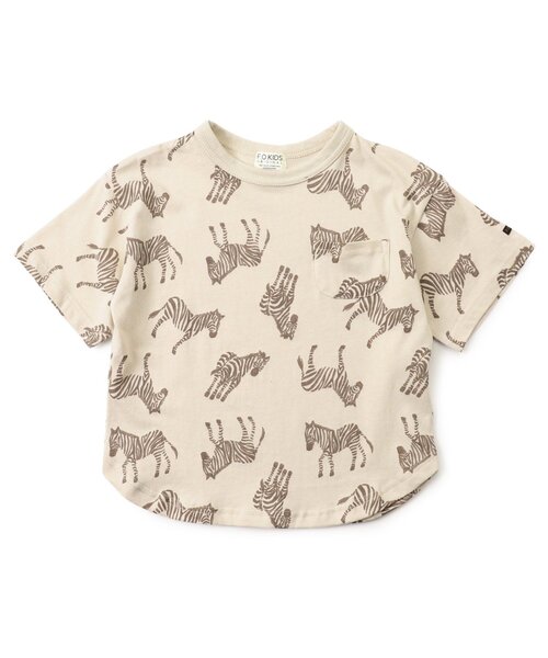 F.O.KIDS（エフオーキッズ）の「【ジュニア対応】総柄ラウンド半袖Tシャツ（Tシャツ/カットソー・キッズ・グリーン/キナリ・90/100/110/120/80/130/140）」の2枚目の写真