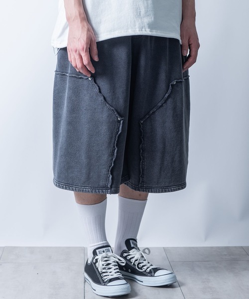 Starting Over（スターティングオーバー）の「double knee wide sweat shorts/ダブルニー ワイド スウェット ハーフパンツ（スウェットパンツ・メンズ・レッド/ブラック・M/L）」の6枚目の写真