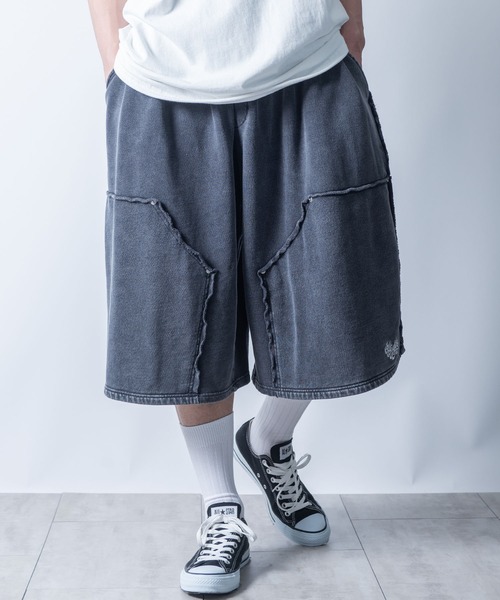 Starting Over（スターティングオーバー）の「double knee wide sweat shorts/ダブルニー ワイド スウェット ハーフパンツ（スウェットパンツ・メンズ・レッド/ブラック・M/L）」の7枚目の写真