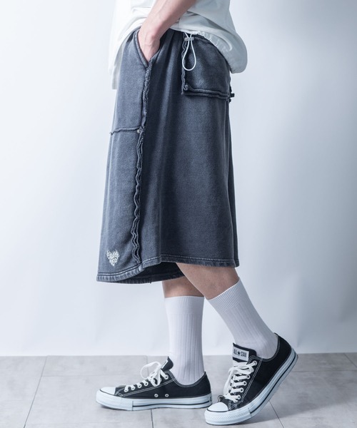 Starting Over（スターティングオーバー）の「double knee wide sweat shorts/ダブルニー ワイド スウェット ハーフパンツ（スウェットパンツ・メンズ・レッド/ブラック・M/L）」の9枚目の写真