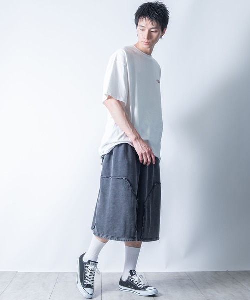 Starting Over（スターティングオーバー）の「double knee wide sweat shorts/ダブルニー ワイド スウェット ハーフパンツ（スウェットパンツ・メンズ・レッド/ブラック・M/L）」の11枚目の写真