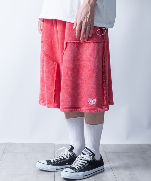 Starting Over（スターティングオーバー）の「double knee wide sweat shorts/ダブルニー ワイド スウェット ハーフパンツ（スウェットパンツ・メンズ・レッド/ブラック・M/L）」の14枚目の写真