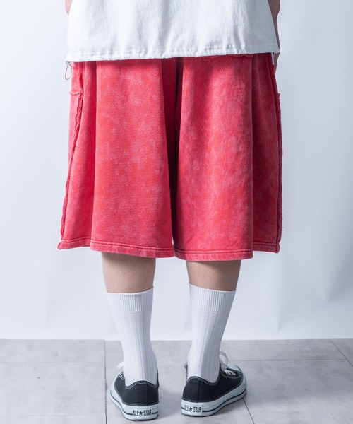 Starting Over（スターティングオーバー）の「double knee wide sweat shorts/ダブルニー ワイド スウェット ハーフパンツ（スウェットパンツ・メンズ・レッド/ブラック・M/L）」の15枚目の写真