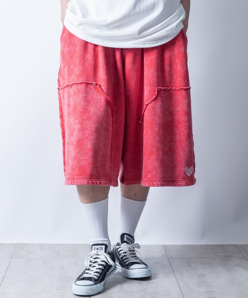 Starting Over（スターティングオーバー）の「double knee wide sweat shorts/ダブルニー ワイド スウェット ハーフパンツ（スウェットパンツ・メンズ・レッド/ブラック・M/L）」の17枚目の写真