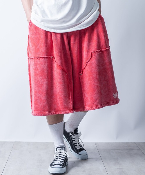 Starting Over（スターティングオーバー）の「double knee wide sweat shorts/ダブルニー ワイド スウェット ハーフパンツ（スウェットパンツ・メンズ・レッド/ブラック・M/L）」の18枚目の写真