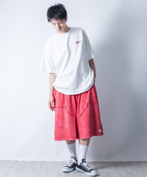 Starting Over（スターティングオーバー）の「double knee wide sweat shorts/ダブルニー ワイド スウェット ハーフパンツ（スウェットパンツ・メンズ・レッド/ブラック・M/L）」の20枚目の写真