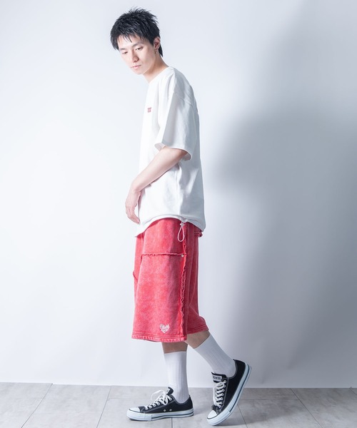 Starting Over（スターティングオーバー）の「double knee wide sweat shorts/ダブルニー ワイド スウェット ハーフパンツ（スウェットパンツ・メンズ・レッド/ブラック・M/L）」の21枚目の写真