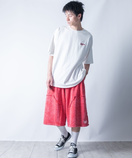 Starting Over（スターティングオーバー）の「double knee wide sweat shorts/ダブルニー ワイド スウェット ハーフパンツ（スウェットパンツ・メンズ・レッド/ブラック・M/L）」の22枚目の写真