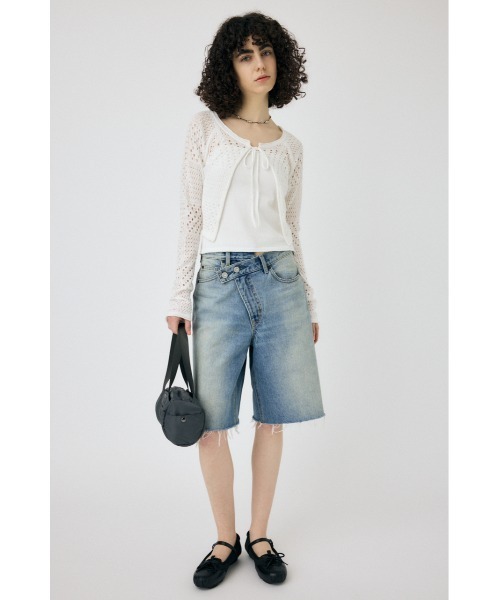 MOUSSY(マウジー)の「CROSS WAIST ハーフパンツ(デニムパンツ・レディース・ブラック/ライトブルー/オフホワイト・0/1/2)」の5枚目の写真