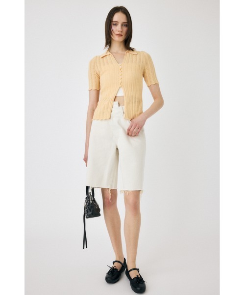 MOUSSY(マウジー)の「CROSS WAIST ハーフパンツ(デニムパンツ・レディース・ブラック/ライトブルー/オフホワイト・0/1/2)」の7枚目の写真