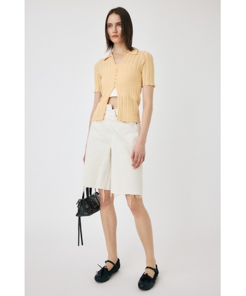 MOUSSY(マウジー)の「CROSS WAIST ハーフパンツ(デニムパンツ・レディース・ブラック/ライトブルー/オフホワイト・0/1/2)」の8枚目の写真