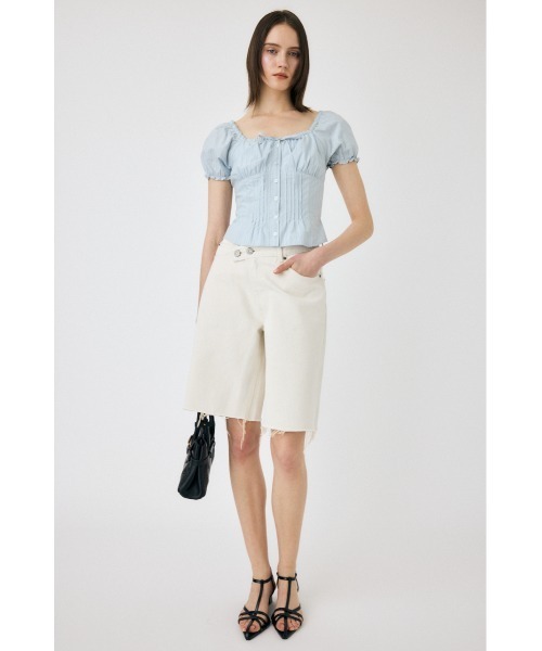 MOUSSY(マウジー)の「CROSS WAIST ハーフパンツ(デニムパンツ・レディース・ブラック/ライトブルー/オフホワイト・0/1/2)」の13枚目の写真