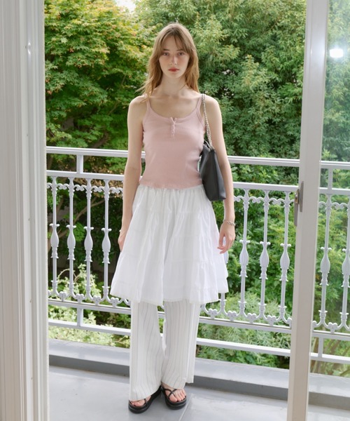 GIUNON（ジウノン）の「piping pocket stripe pants / パイピングポケットストライプパンツ（その他パンツ・レディース・ホワイト/アイボリー・0/1）」の3枚目の写真