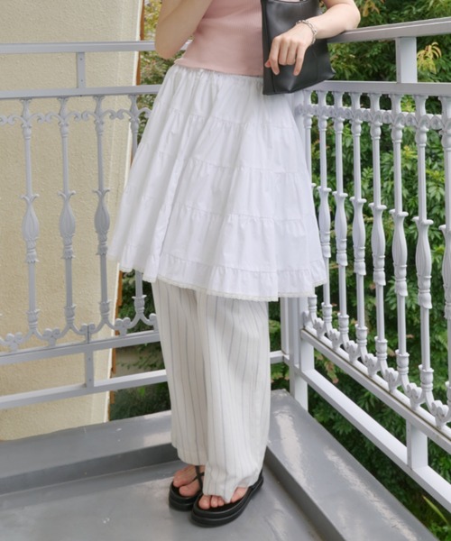 GIUNON（ジウノン）の「piping pocket stripe pants / パイピングポケットストライプパンツ（その他パンツ・レディース・ホワイト/アイボリー・0/1）」の4枚目の写真