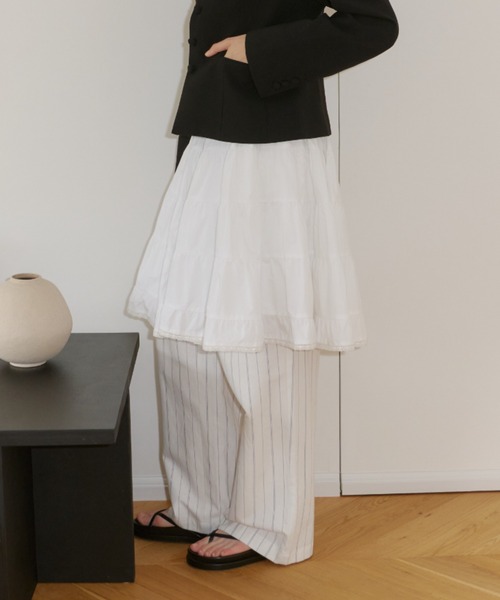 GIUNON（ジウノン）の「piping pocket stripe pants / パイピングポケットストライプパンツ（その他パンツ・レディース・ホワイト/アイボリー・0/1）」の7枚目の写真