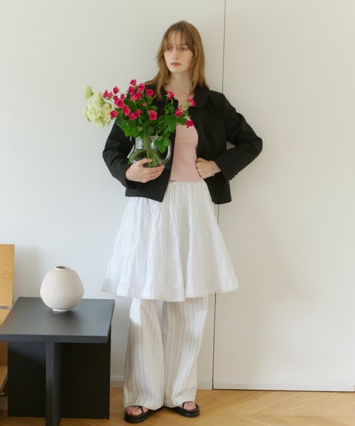 GIUNON（ジウノン）の「piping pocket stripe pants / パイピングポケットストライプパンツ（その他パンツ・レディース・ホワイト/アイボリー・0/1）」の8枚目の写真